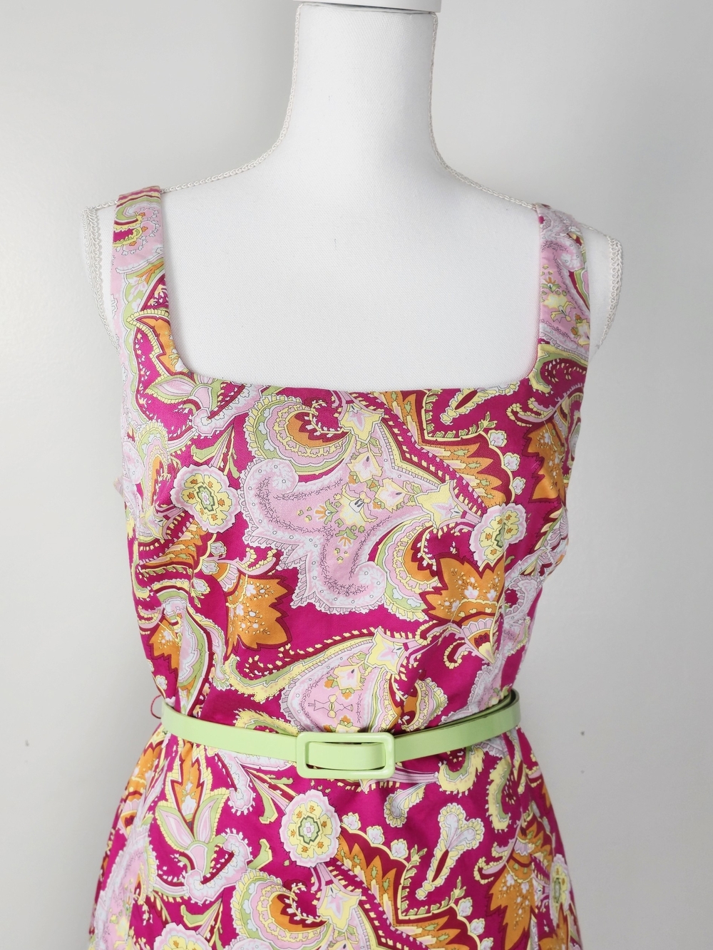 Lauren Ralph Lauren Pink, Yellow & Green Paisley Midi Dress - Picture 3 of 12